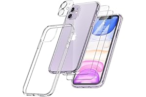 FLLAO Handyhülle für iPhone 11 Hülle mit 2 Schutzfolie und 1 Kameraschutz, Weiche TPU Silikon Stoßfest Schutzhülle [Schutz in Militärqualität] Durchsichtige Kratzfest Dünne für iPhone 11
