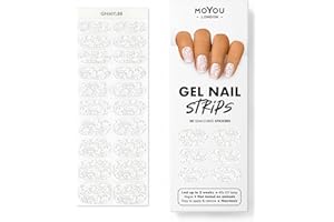MOYOU LONDON Autocollants auto-adhésifs pour ongles en Gel Semi-durci, lampe UV/LED requise, 20 enveloppes de vernis à ongles en Gel, autocollants pour Nail Art - White Lace