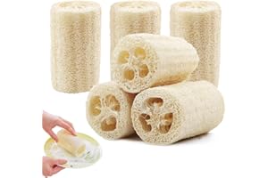 KEPKKU 6 Éponge Luffa, Éponge de Bain Exfoliante et Éponge Vaisselle Naturelle - Éponges Lavables Réutilisables pour Bain, Douche, Cuisine et Salle de Bain