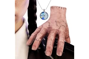 NORHOGO Main en latex Northogo, famille du mercredi, collier toile d'araignée multicolore, paume carreaux, accessoires effrayants, décoration pour enfants et adultes, cadeau