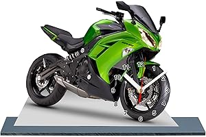 Moto Kawasaki ER 6F Ninja Vert en Horloge Miniature sur Socle 09