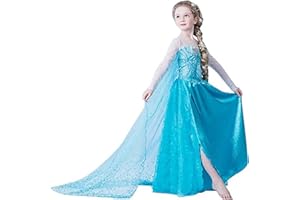 ELSA & ANNA Girls Princess Costumes - Snow Queen Fancy Party Dress - Princess Dress Up - Girls Fancy Dress for Parties, Birthdays, Cosplay & Halloween -FR202