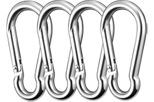 Bidponds 4Pcs 304#Stainless Steel Carabiner Clips, 2.75 Inch M7 Heavy Duty Spring Snap Hook,Galvanized Steel Quick Link Clip for Outdoor Equipment Gear,Pet Leash,Hanging Plants