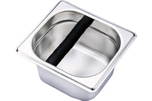 Jzhen Battifiltro in Acciaio Inox per Fondi di Caffè,Scatola per Fondi di Caffè con Barra di Gomma