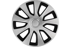 S SUMEX Juego de 4 Tapacubos de 14 Pulgadas Diseño Washington, Acabado Cromado y ABS Resistente a Fuertes Impactos, Duradero y Fiable con Anillo de sujeción Ajustable