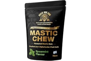 GREEK GOD GUM Spearmint Flavoured Chios Mastic Gum - 50pc Jaw Trainer - Xylitol Gum made with Pure Greek Resin - Long Lasting Sugar Free Jawline For Looksmaxxing