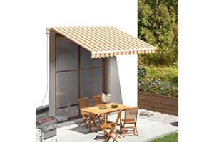 AUVYI Markisenbespannung Gelb und Orange 3,5x2,5 m Markisen Ersatzstoff Markisenstoff Wechseln Balkonmarkisen Sonnenschutz Stoff Außen Markisenstoff Wasserdicht Hochwertiges Ersatztuch