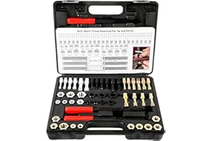 LUTIFIX 49PCS Thread Chaser Set,Thread Cleaner Rethreading Master Kit, Automotive UNC UNF & Metric Thread Restorer Tool,Thread Repair Kit with 22 Taps 24 Dies 3Thread Files