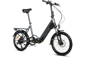 Moma Bikes Bicicleta Electrica Plegabe, Ebike 20PRO, Aluminio, Shimano 7v, Batería Litio integrada y Extraible de 48V 13Ah