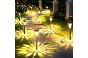 FIFlying Solarlampen für Außen, 8 Stück Warmweiß LED Solarleuchten Garten Deko, IP65 Wasserdichte Terrasse Solarlampe für Rasen, Hof, Wege, Garten, Außen, Beleuchtung der Garageneinfahrt - 3000K