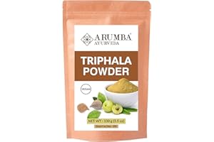 Arumba Ayurveda Triphala Powder 100 Grams for Constipation Relief, Haritaki, Bibhitaki, Amla, Cleanse Vitamin C, Digestion