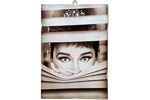 KUSTOM ART Cucuba - Tableau de style vintage Audrey Hepburn du film Petit déjeuner par Tiffany de 1962 - Impression sur bois 18 x 25 cm.