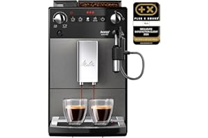 Melitta Avanza Grise, Machine à Café à Grain avec Broyeur et Système d'Extraction des Arômes, Silencieuse, Fonction Easy Cappuccinatore, Mode 1 à 2 Tasses, Automatique, F270-100, 1450W