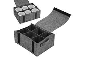 lomdung Filz Tellerhalter Camping mit 8 Fächern - Geschirr Lagerung Tasche 27 * 15 * 5cm, Rutschfeste Und Leise für Wohnmobile, Wohnwagen, Caravan