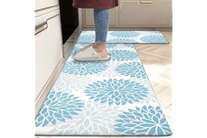 HEBE Anti Fatigue Kitchen Rug Sets 2 Piece Non Slip Kitchen Mats for Floor Cushioned Kitchen Rugs and Mats Waterproof Comfort Standing Mat Runner for Kitchen,Home Office,Sink,Laundry