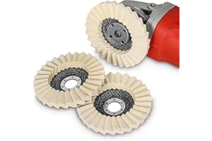 SI FANG 125mm Upgraded Wool Polishing Wheel Flap Disc, 5 inch x 7/8" Very Fine Felt Polishing Pads Wool Buffing Wheels Angle Grinder Attachments, Fast Heat Dissipation 3 PCS