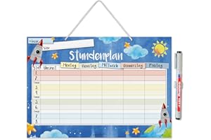 younikat Calendario delle lezioni cancellabile da appendere, con penna riscrivibile, scuola elementare, ragazzi e ragazze, dv889