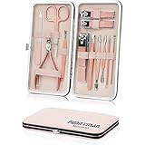 Manicure Sets 12Pcs for Women, Ferryman Fashion Professional Stainless Steel Nail Clippers Pedicure Kit Grooming Tools for Girls, Rose Gold