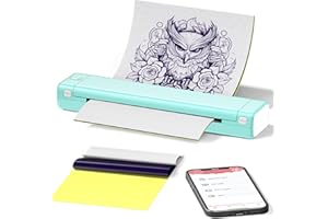 Itari M08F Termocopiadora Tattoo Bluetooth Impresora Térmica para Tatuar, Impresora Térmica Tattoo con 10 Papel Transfer Tattoo,Impresora Tatuajes Compatible con iPad y Phone y PC, Verde
