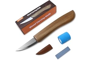 Tekchic Coltello da intaglio in legno per principianti, con fodero in pelle, per adulti, professionisti e appassionati di intaglio del legno, strumenti di sicurezza per la lavorazione del legno