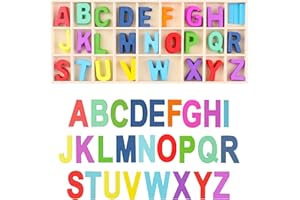 RUOXIXI 130 Stück (5 Sätze) Holzbuchstaben Set Lagerung in Tablett,Großbuchstaben A-Z 3 cm,Wooden Alphabet,Buchstaben zum Basteln für Kunsthandwerk DIY Hochzeitsfeier Home Decoration Displays-Bunt