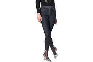 Goldenpoint Donna Leggings Skinny Denim Sfrangiato con Vita Media Elasticata