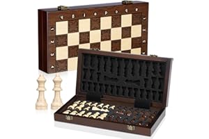 Peradix Jeu d'échecs Transportable Magnétique - Petit Échiquier de Voyage Pliable avec Dames Supplémentaires 30CM - échecs en Bois Magnétiques pour Enfants, Voyages et Camping