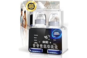 | AKAMBO® SUPER Calienta Biberones PREMIUM 9 En 1 + Kit Limpieza | Calentador De Biberones | Esterilizador Biberones | Preparador De Biberones | Control Preciso Temperatura Para Leche Materna