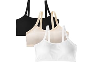 EDS Service Crop Top Bra for Girls, Soft Cotton First Teen Girls Bra, Kids Training Bra Threaded Type with Removable Pad for Age 10-16 Years (3 Pack)