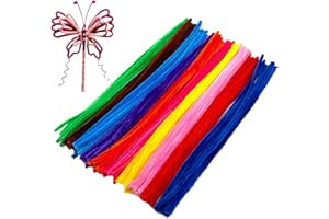 ihohi 100 Pcs Pipe Cleaners for Craft, Multi Colour Long Flexible Chenille Stems Pipecleaners for DIY Arts 30cm x 6mm Green Red Blue Yellow Orange Purple Brown