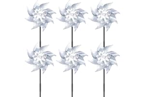 MOGADEE 6 ruote a vento per uccelli, repellente per uccelli, riflettenti, per uccelli, balcone, spaventapasseri per uccelli, riflettenti, decorazione da giardino, frutteto, cortile