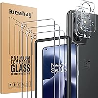 Kiewhay Skärmskydd Kompatibel med OnePlus Nord 2T 5G Härdat Glas 6,43'', 3x Härdat Glasfilm +2x Kameralinsskydd, [Inte för On