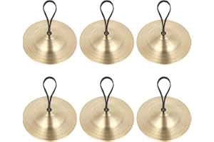 XTHROTSENK 6 Stück Fingerzimbeln Mini Becken, Party Instrument Bauchtanz Finger Cymbal Messing Mini Brass Fingerzimbeln Mit Elastischen Band, Musikinstrument Zimbeln Kit für Tänzer Ball Party (3 Paar)