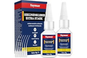 NAYRMAER 60g Sekundenkleber Extra Stark, Wasserfest Superkleber mit Antiverstopfungskappe, Alleskleber für Plastik, Kunststoff, Glas, Holz, Metall uvm.
