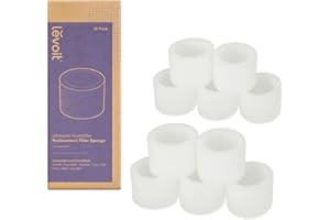 Levoit 10-Pack Humidifier Replacement Filters Capture Fine Particles in Water Tank to Improve Humidification Efficiency, Compatible with Classic 160, Dual150, Dual200S, LV600S, 10 Pack, White