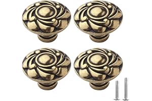 Doygim Antike Bronzefarbene Schrankknöpfe Bronze Türknöpfe mit Schrauben Vintage Möbelknopf Kommodenknöpfe Schrank Knauf Blumen Muster Runde Schubladenknöpfe Set für Küche Badezimmer Kleiderschrank
