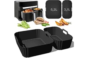 YFKJEU Moule Silicone Air Fryer pour Moulinex EZ9018 Dual Easy Fry 8,3L(5,2/3,1L) - Moule Silicone Accessoires Airfryer Réutilisable Plat pour Lekeland/Salter EK5729 Dual/Tower T17099