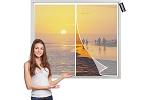 AMZSUN Porte Moustiquaire Magnétique 110x130cm Blanc Moustiquaire en maille pour insectes-Facile À Installer Sans Percer,Fermeture Automatique-pour Couloirs Portes Patio