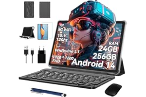 BESTTAB A20 Tablet Android 14, 10 Pollici Tablet Set con Octa-core, 24GB RAM + 256GB ROM(2TB TF), Tablet Gaming con 120 Hz Schermo 1920x1200 FHD+IPS, Widevine L1/5G WiFi Tablet Pc/8MP+5MP AI Kamera