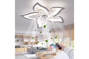 ‎RRBEST RRBEST LED Deckenventilator mit Beleuchtung,Kreativität 5 Flammige,Leise Dimmbar Lüfterlicht Deckenleuchte mit Fernbedienung und APP Steuerung（Weiß 69cm）