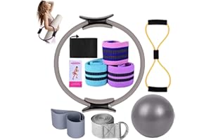 LLELEMAMO Better Me Pilates Essentials Kit for Women, 11-Piece Better Me Pilate Essential Kit, Booty Bands for Working Out Glutes Yoga Ball 25cm Figure 8 Resistance Band Yoga Bands for Stretching