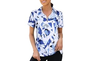 Flikity Polo Shirts for Women UK Ladies Golf Tops Short Sleeve 1/4 Zip Up Overlap Moisture Wicking Workout Tops Gym Sports Shirt M-3XL