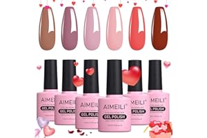AIMEILI Vernis Semi Permanent Set 6pcs X 10ml Rose Pastel Brun Nude Naturel, Lot Vernis à Ongles Gel Soak Off UV LED Manucure Kit 30