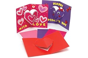 Baker Ross AX693 Heart Cards - Pack of 10, Great for Arts and Crafts for Kids to Decorate for Mother's Day, Valentine’s Day, Christmas or any Greetings Occasion,