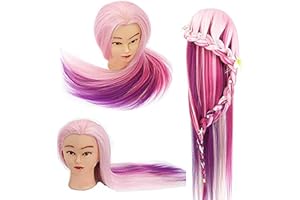‎NEVERLAND BEAUTY & HEALTH AIMEI 24 Zoll Übungskopf Kosmetologie Mannequin Kopf 100% Synthetisches Haar Regenbogen Trainingskopf Mannequin Kopf Mit Tischhalteklammer