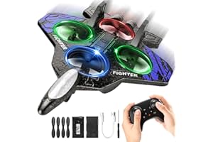 Flintosky Avion en mousse pour enfants – Avion télécommandé avec lumières LED, rotation à 360 °, maintien de l'altitude, mode sans tête – Jouet d'extérieur cadeau pour garçons et filles