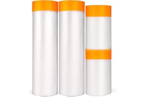 LLPT Tejp och draperi förtejpad maskeringsfilm | 4 paket | mångsidig målares plastdroppduk för bilar väggmöbler målning spray