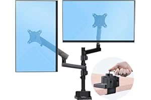 StarTech.com Supporto Doppio Monitor per Scrivania, Braccio per 2 Monitor VESA fino a 32" /8kg, Staffe Verticali Impilabili, Altezza Regolabile/Snodato, Morsetto a C o Vite Passante (ARMDUALPIVOT)