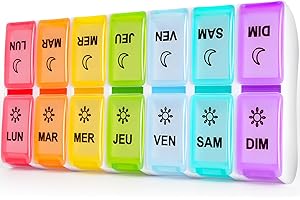 MOSSIME Pilulier Semainier 2 fois Par Jour, Semainier Medicament Extra Large 7 Jours Matin et Soir, Pilulier de Voyage 14 Compartiments pour Vitamines, Huile de Poisson, Suppléments