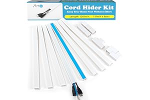 Art3d Cable Trunking Kit, 3.05 Meter Cable Cover Wire Hiders for Wall, Self Adhesive Wire Trunking Cable Raceway, Cable Management Kit for Home Office - 8X L380mm, W24mm H14mm, White